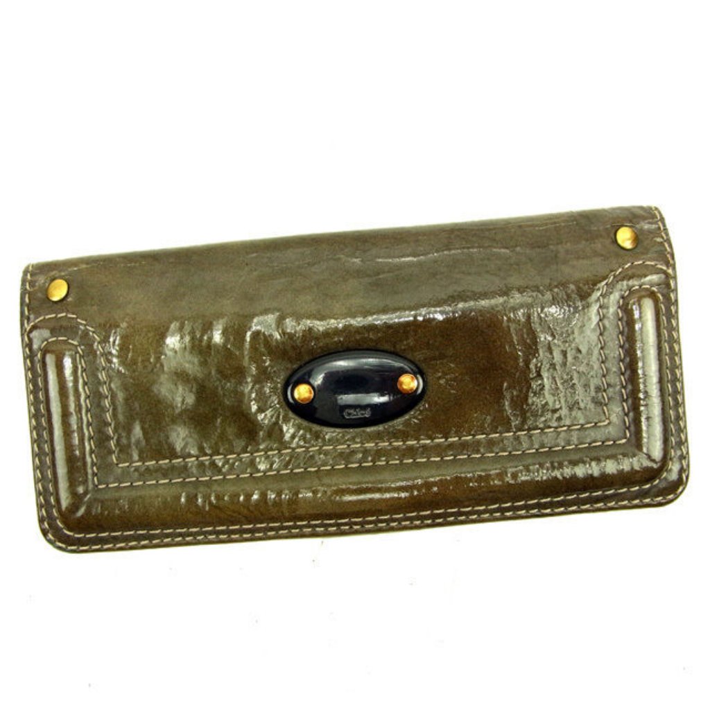 Chloe Wallet Purse Long Wallet Brown Woman Unisex Authentic Used